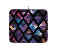 TropicalLife Highly Absorbent Dish Drying Mat, Non-Slip Kitchen Counter Drying Pad with Nebula Diamond Mosaic Design, 16x18 Inch
