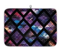 TropicalLife Highly Absorbent Dish Drying Mat, Non-Slip Kitchen Counter Drying Pad with Nebula Diamond Mosaic Design, 18x24 Inch