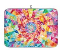 TropicalLife Highly Absorbent Dish Drying Mat, Non-Slip Kitchen Counter Drying Pad with Rainbow Spiral Mosaic Design, 18x24 Inch