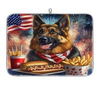 TropicalLife Highly Absorbent Dish Drying Mat, Non-Slip Kitchen Counter Drying Pad with Shepherd Dog Celebration Design, 18x24 Inch