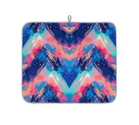 TropicalLife Highly Absorbent Dish Drying Mat, Non-Slip Kitchen Counter Drying Pad with Vibrant Chevron Pattern Design, 16x18 Inch