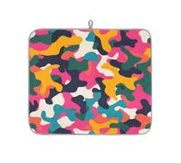 TropicalLife Highly Absorbent Dish Drying Mat, Non-Slip Kitchen Counter Drying Pad with Vibrant Color Camo Design, 16x18 Inch