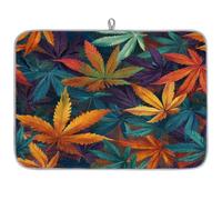 TropicalLife Highly Absorbent Dish Drying Mat, Non-Slip Kitchen Counter Drying Pad with Vibrant Palm Like Foliage Design, 18x24 Inch