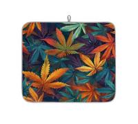 TropicalLife Highly Absorbent Dish Drying Mat, Non-Slip Kitchen Counter Drying Pad with Vibrant Palm Like Foliage Design, 16x18 Inch