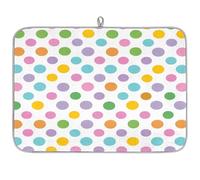 TropicalLife Highly Absorbent Dish Drying Mat, Non-Slip Kitchen Counter Drying Pad with Vibrant Polka Dots Pattern Design, 18x24 Inch