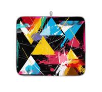 TropicalLife Highly Absorbent Dish Drying Mat, Non-Slip Kitchen Counter Drying Pad with Vibrant Triangle Art Design, 16x18 Inch