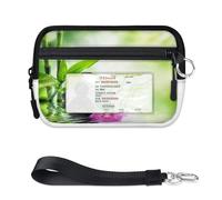 TropicalLife Japan Zen Stone Wallet for Women Men Kids Girls Boys Japan Flower Purses Mini Zip Card Case with ID Window Lightweight Portable Small Coin Card Organizer Bag