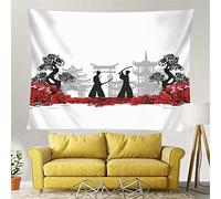 TropicalLife Japanese Fighting Samurai Wall Tapestry Large Tapestry for Bedroom Aesthetic Tapestry Wall Hanging Tapestry Coverlet Living Room Dorm Decor Art Door Curtain 60 x 90 Inches