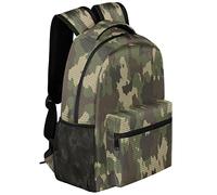 TropicalLife Jungle Camouflage Illustration Kids Backpack Camouflage Pattern School Bags for Girls Boys Durable Canvas Casual Dayback with Double Mesh Side Pockets