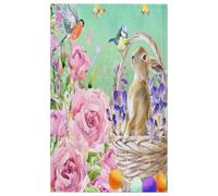 TropicalLife Kitchen Towel Set of 4 Floral Rabbit Bird Rose Absorbent Dish Towel Drying Dish Kitchen Hand Towel for Cleaning Cooking Decr 18x28 Inch