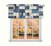 TropicalLife Kitchen Valances for Windows, 54x18 Inch Polyester Rod Pocket Window Valance Curtain with Blue And Grey Abstract Modern Design, Filtering Light Valance for Bathroom, Laundry Room