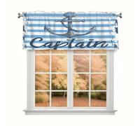 TropicalLife Kitchen Valances for Windows, 54x18 Inch Polyester Rod Pocket Window Valance Curtain with Ocean Anchor Captain Quote Design, Filtering Light Valance for Bathroom, Laundry Room