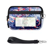TropicalLife Koi Fish Pattern Wallet for Women Men Kids Girls Boys Purses Mini Zip Card Case with ID Window Lightweight Portable Small Coin Card Organizer Bag
