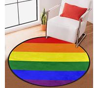 TropicalLife Lgbt Pride Rainbow Flag Area Rug Round Short Pile Rainbow Circle Area Rugs for Room Home Indoor Non-Slip Floor Indoor Mat Rug
