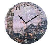 TropicalLife London Eye 25 cm Wall Clock Wall Clock Battery Operated Silent Non-Ticking Clock Decorative for Bedroom Home Living Room Black Pointer