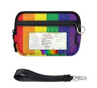 TropicalLife Love Rainbow Gay Pride Wallet for Women Men Kids Girls Boys Purses Mini Zip Card Case with ID Window Lightweight Portable Small Coin Card Organizer Bag