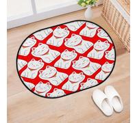 TropicalLife Lucky Cat Cute Entrance Door Mat Rug for Living Room Kitchen Home Bath Japan Cat Area Rugs Washable Indoor Outdoor Non-Slip Floor Doormat 40 x 60 cm