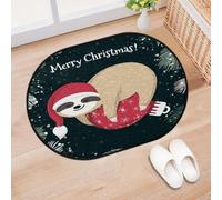 TropicalLife Merry Christmas Cute Sloth Entrance Door Mat Rug for Living Room Kitchen Home Bath Area Rugs Washable Indoor Outdoor Non-Slip Floor Doormat 40 x 60 cm