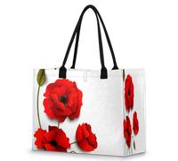 TropicalLife Modern Poppy Flowers Large Handbag for Ladies Women Youth Girls, Poppy Shoulder Tote Shopper Work Gym Organiser Bag Top Handle Bags