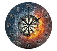 TropicalLife Modern Wall Clock Fire And Water Darts Board Round Wall Clock Silent Non-Ticking Battery Operated Clock for Living Room Bedroom Kitchen Office School