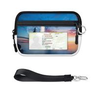 TropicalLife Moon Sunset Sea Dolphin Wallet for Women Men Kids Girls Boys Dolphin Purses Mini Zip Card Case with ID Window Lightweight Portable Small Coin Card Organizer Bag