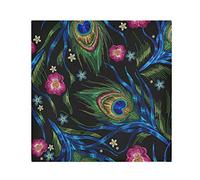 TropicalLife Napkins Flower Peacock Bird Feather Dinner Napkin Paper Satin Polyester Cloth Reusable Napkins for Table Kids 20x20 in, 1 Pc