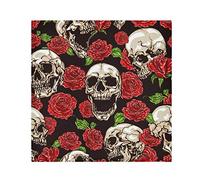 TropicalLife Napkins Skull Red Rose Flower Skeleton Dinner Napkin Paper Satin Polyester Cloth Reusable Napkins for Table Kids 20x20 in, 6 Pcs