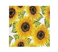 TropicalLife Napkins Summer Sunflower Leaves Floral Dinner Napkin Paper Satin Polyester Cloth Reusable Napkins for Table Kids 20x20 in, 6 Pcs