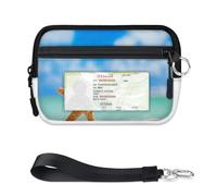 TropicalLife Ocean Beach Starfish Wallet for Women Men Kids Girls Boys Starfish Purses Mini Zip Card Case with ID Window Lightweight Portable Small Coin Card Organizer Bag