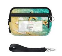 TropicalLife Ocean Sea Beach Theme Wallet for Women Men Kids Girls Boys Purses Mini Zip Card Case with ID Window Lightweight Portable Small Coin Card Organizer Bag