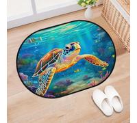 TropicalLife Ocean Underwater World Sea Turtle Entrance Door Mat Rug for Living Room Kitchen Home Bath Area Rugs Washable Indoor Outdoor Non-Slip Floor Doormat 40 x 60 cm