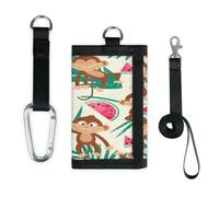 TropicalLife Palm Leaves Fruit Monkey Wallet Slim Small Pocket Money Organisers Bag Lightweight Portable Change Purse