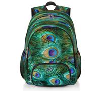 TropicalLife Peacock Feather Backpack Multi-purpose Rucksack for Kids Girls Boys Men Women 18.4 L, Peacock Backpack School Bookbag Casual Laptop Daypack Bag