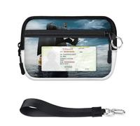 TropicalLife Pirate Ship Wallet for Women Men Kids Girls Boys Seas Ship Purses Mini Zip Card Case with ID Window Lightweight Portable Small Coin Card Organizer Bag