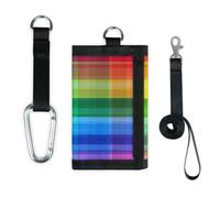 TropicalLife Rainbow Plaid Pattern Wallet Slim Small Pocket Money Organisers Bag Rainbow Lightweight Portable Change Purse