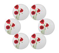 TropicalLife Red Poppy Flower Placemats Set of 6 Round Dining Table Mats Heat Resistant Non Slip Place Mats Washable for Home Kitchen Indoor Outdoor Party Decoration