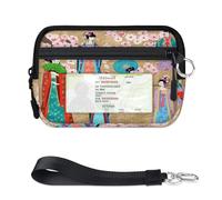 TropicalLife Retro Japan Theme Wallet for Women Men Kids Girls Boys Japan Women Purses Mini Zip Card Case with ID Window Lightweight Portable Small Coin Card Organizer Bag