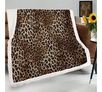 TropicalLife Retro Leopard Print Throw Blanket for Sofa Couch Winter, Soft Blanket Leopard Skin Warm Lambswool Fleece Blanket for Kids Women Men