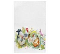 TropicalLife Rooster Chicken Kitchen Towel Set of 2 Soft Hand Towel for Drying Dish Absorbant Tea Towel for Cooking Bathroom 18x28 Inch