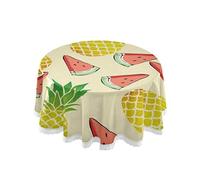 TropicalLife Round Tablecloth Fruit Pineapple Watermelon Table Cloth Circular 152cm Table Cover for Kitchen, Dinning, Garden, Cafe, Party, Wedding, Indoor Outdoor Tabletop Decor