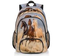 TropicalLife Run Horse Sand Backpack Multi-purpose Rucksack for Kids Girls Boys Men Women 18.4 L, Horse Backpack School Bookbag Casual Laptop Daypack Bag