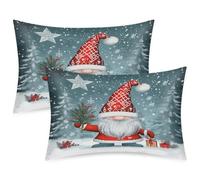 TropicalLife Satin Pillowcases 2 Pack, Standard Size 50x75 cm, Envelope Closure No Zipper, Silky Smooth Hair Care Pillow Cases,Christmas Gnome Tree
