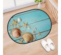 TropicalLife Seashells Starfish Blue Entrance Door Mat Rug for Living Room Kitchen Home Bath Starfish Area Rugs Washable Indoor Outdoor Non-Slip Floor Doormat 40 x 60 cm