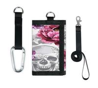 TropicalLife Skulls Wallet Slim Small Pocket Money Organisers Bag Floral Flowers Skulls Lightweight Portable Change Purse