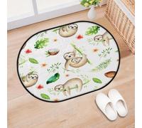 TropicalLife Sloth Coconut Leaves Entrance Door Mat Rug for Living Room Kitchen Home Bath Sloth Area Rugs Washable Indoor Outdoor Non-Slip Floor Doormat 40 x 60 cm