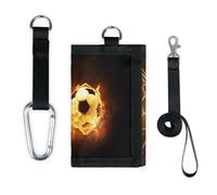 TropicalLife Soccer Wallet Slim Small Pocket Money Organisers Bag Fire Soccer Lightweight Portable Change Purse