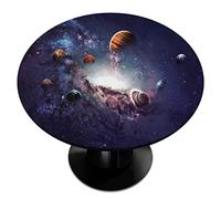 TropicalLife Solar System Planets Elastic Edged Round Round Fitted Tablecloth Planets Print Round Table Cover Cloth Waterproof Wipeable Washable for Kitchen Dining Tabletop Decoration