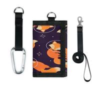 TropicalLife Space Fox Pattern Wallet Slim Small Pocket Money Organisers Bag Fox Cute Lightweight Portable Change Purse