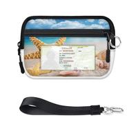 TropicalLife Starfish Shells Beach Wallet for Women Men Kids Girls Boys Beach Ocean Purses Mini Zip Card Case with ID Window Lightweight Portable Small Coin Card Organizer Bag