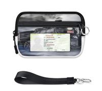 TropicalLife Steam Trains Wallet for Women Men Kids Girls Boys Trains Purses Mini Zip Card Case with ID Window Lightweight Portable Small Coin Card Organizer Bag